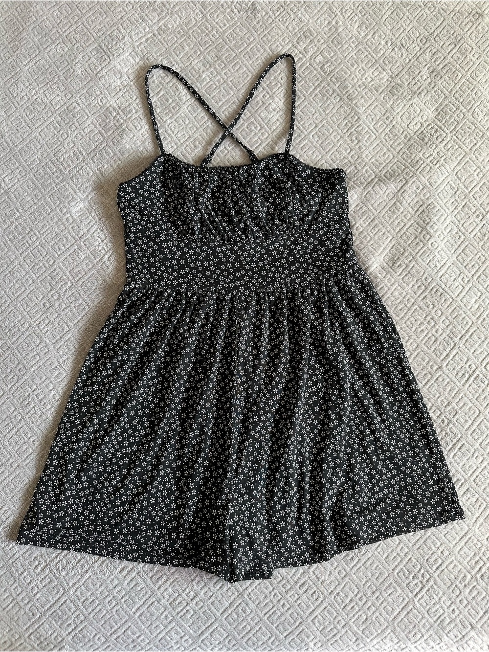 Forever 21 Black Floral Print Strappy Romper